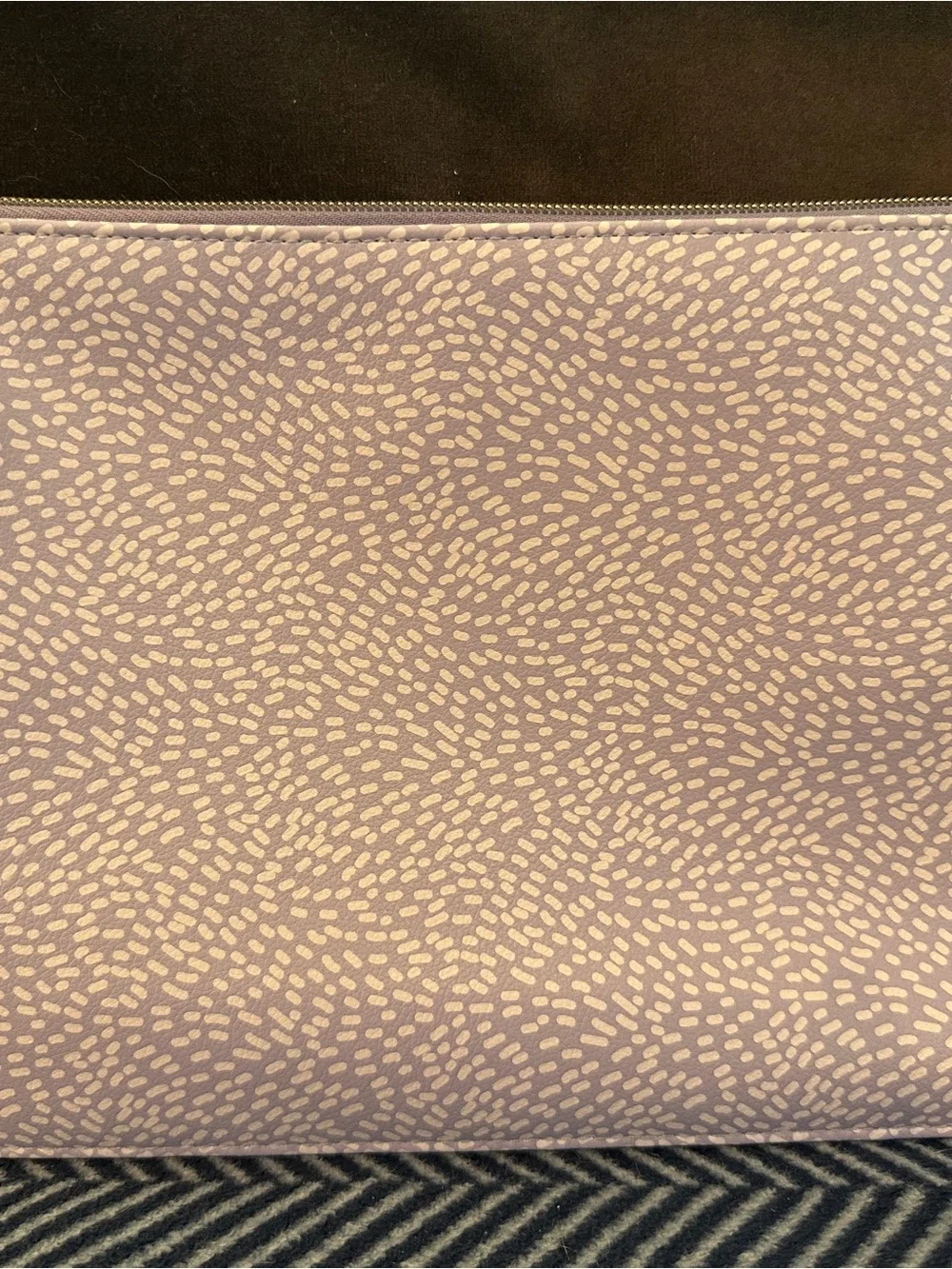 Heart Accent Lavender Patterned Large Pouch